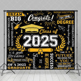 Aperturee - Aperturee Black Gold Class of 2025 Cheers Graduation Backdrop